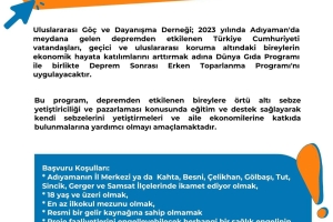 Uluslararası Göç ve Dayanışma Derneği, Birleşmiş Milletler Dünya Gıda Programı (WFP) ile birlikte Deprem Sonrası Erken Toparlanma Programı